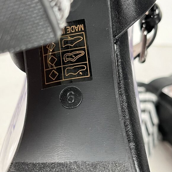 MODERN RUSH Black/White Striped Block Heel Ankle Strap Heels Sz 9 - Picture 4 of 8